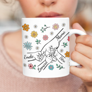 Becher "Mama und Kinder" mit den Namen der Kinder