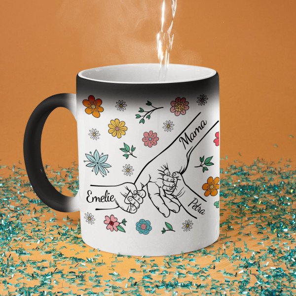 Becher "Mama und Kinder" mit den Namen der Kinder