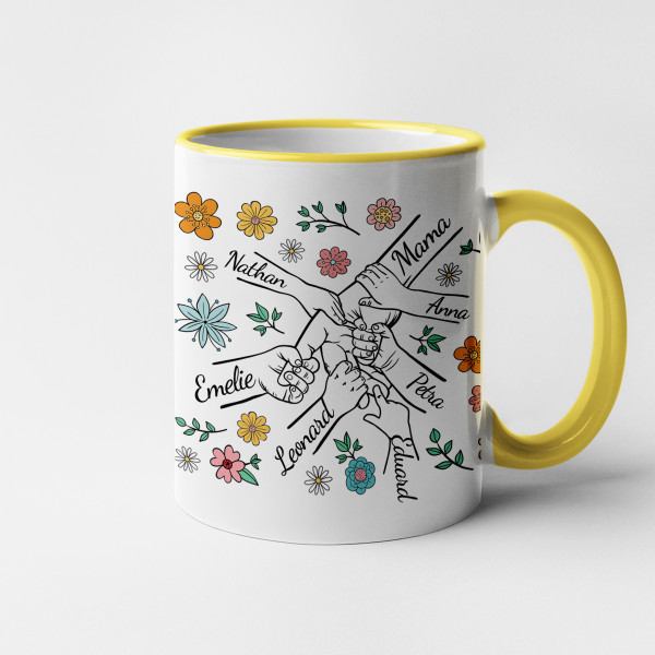 Becher "Mama und Kinder" mit den Namen der Kinder