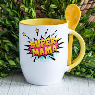 Becher mit Löffel "Super-Mama"