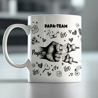 Becher "Papa-Team" mit Namen der Kinder