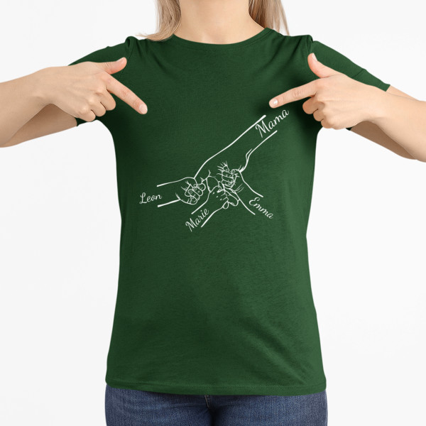 Damen-T-Shirt "Mama und Kinder" mit ausgewählten Kindernamen