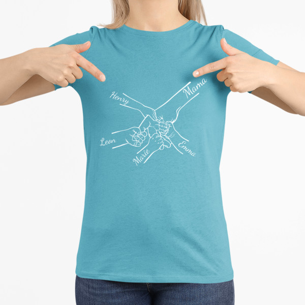 Damen-T-Shirt "Mama und Kinder" mit ausgewählten Kindernamen