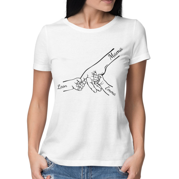 Damen-T-Shirt "Mama und Kinder" mit ausgewählten Kindernamen