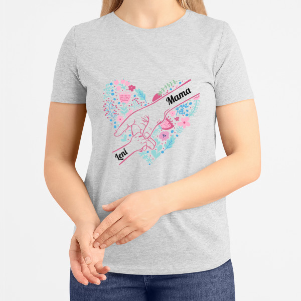 Damen-T-Shirt "Mom’s Heart" mit ausgewählten Kindernamen