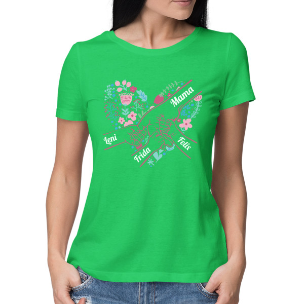 Damen-T-Shirt "Mom’s Heart" mit ausgewählten Kindernamen