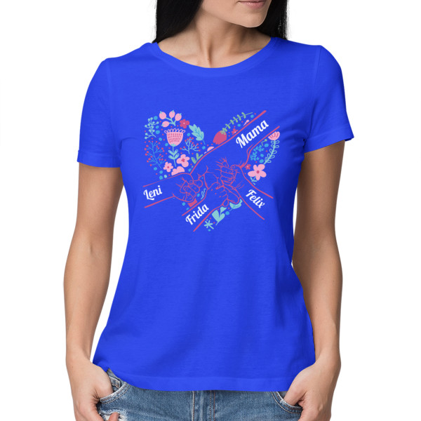 Damen-T-Shirt "Mom’s Heart" mit ausgewählten Kindernamen