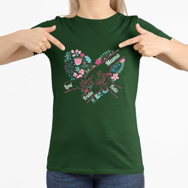 Damen-T-Shirt "Mom’s Heart" mit ausgewählten Kindernamen