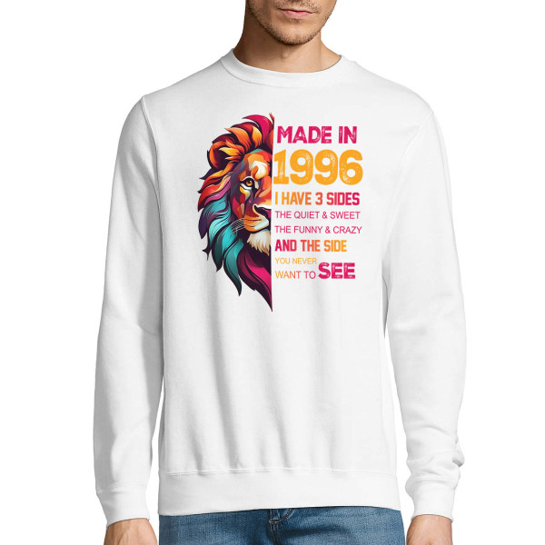 Sweatshirt „Made in“ mit dem gewählten Geburtsjahr (ohne Kapuze)