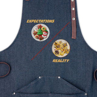 Denim-Schürze „Erwartung vs. Realität“