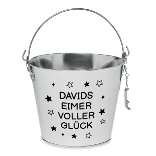Eimer "Eimer voller Glück" mit Ihrem Wunschnamen