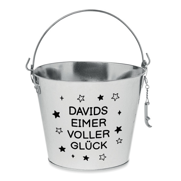 Eimer "Eimer voller Glück" mit Ihrem Wunschnamen