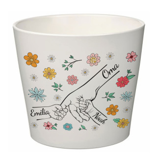Eleganter Blumentopf "Großmutter und Enkelkinder" mit den Namen der Enkelkinder Eleganter Blumentopf "Großmutter und Enkelkinder" mit den Namen der Enkelkinder