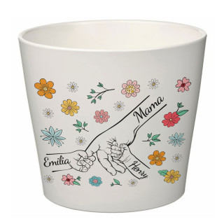 Eleganter Blumentopf "Mutter und Kinder" mit den Namen der Kinder Eleganter Blumentopf "Mutter und Kinder" mit den Namen der Kinder