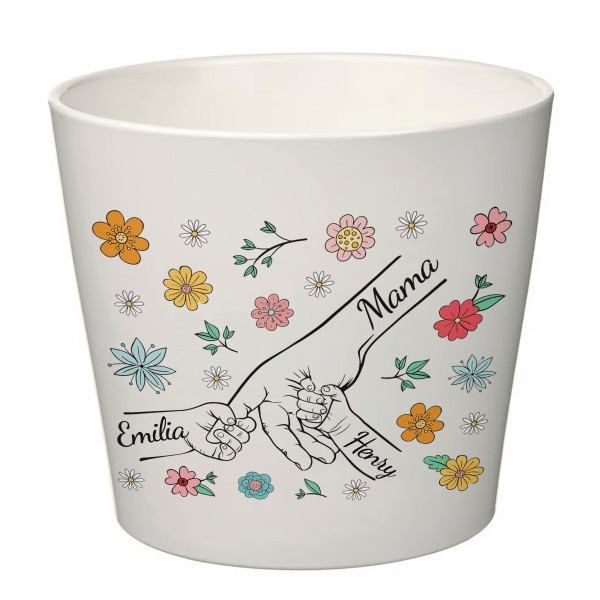 Eleganter Blumentopf "Mutter und Kinder" mit den Namen der Kinder