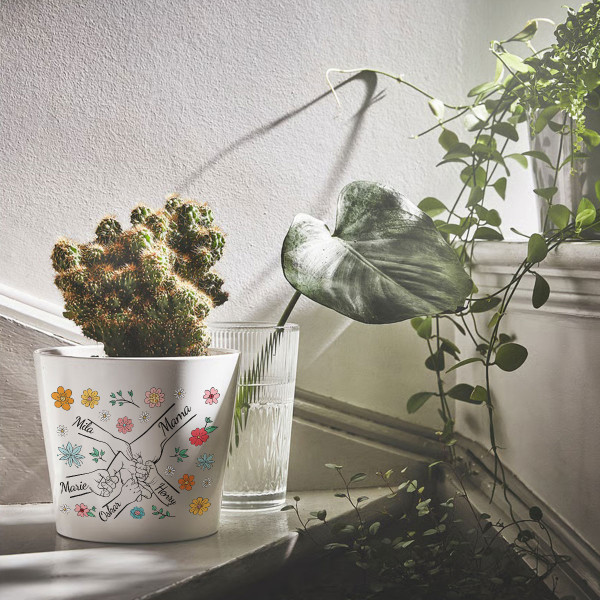 Eleganter Blumentopf "Mutter und Kinder" mit den Namen der Kinder