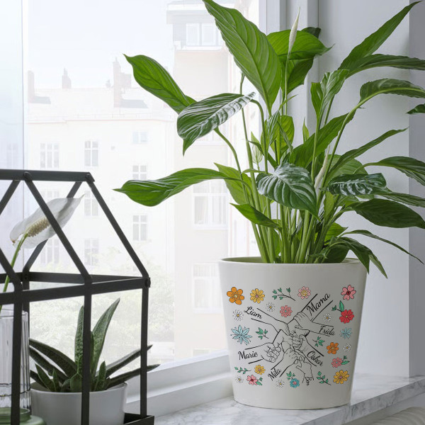 Eleganter Blumentopf "Mutter und Kinder" mit den Namen der Kinder