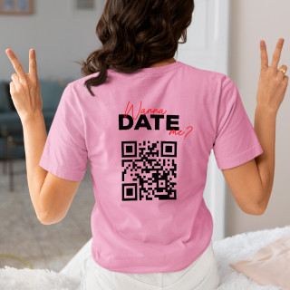 Frauen T-Shirt "Willst du mit mir ausgehen?" mit personalisiertem QR-Code