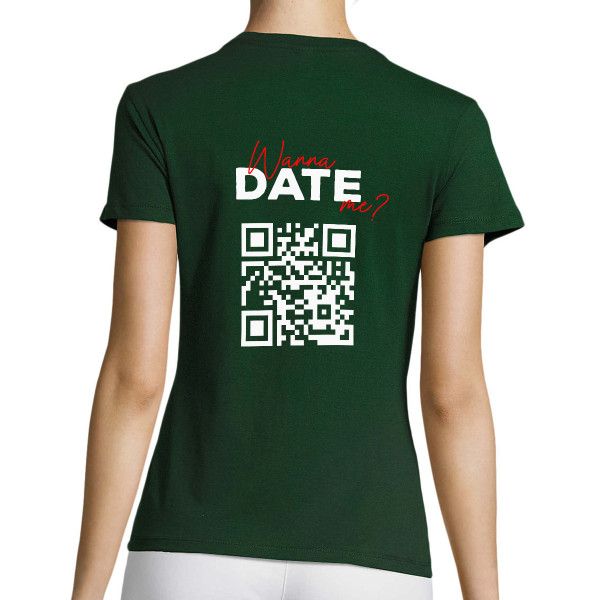 Frauen T-Shirt "Willst du mit mir ausgehen?" mit personalisiertem QR-Code