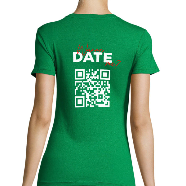Frauen T-Shirt "Willst du mit mir ausgehen?" mit personalisiertem QR-Code