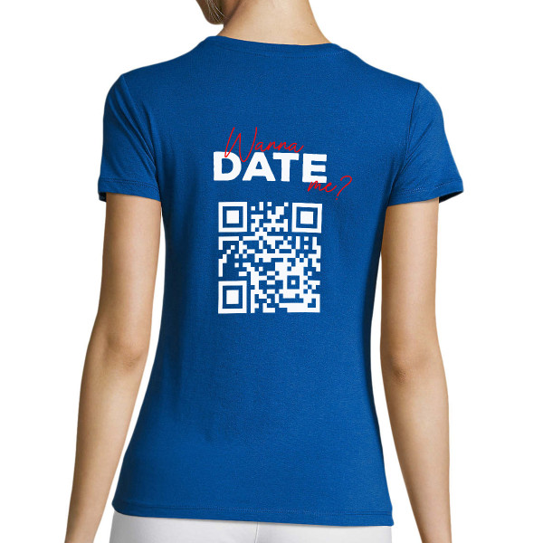 Frauen T-Shirt "Willst du mit mir ausgehen?" mit personalisiertem QR-Code