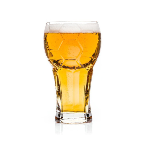 Bierglas in Fußballform
