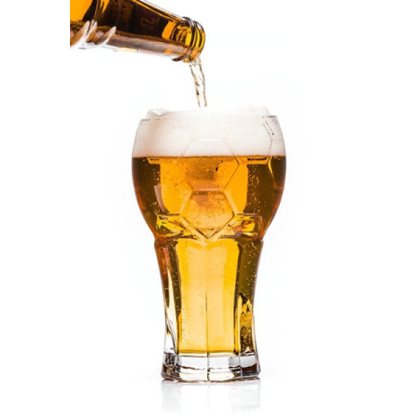 Bierglas in Fußballform