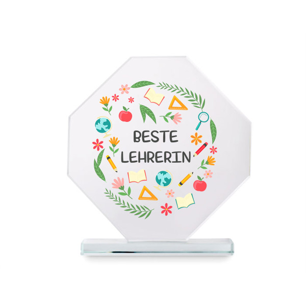 Glastrophäe in einer Geschenkbox "Beste Lehrerin" Glastrophäe in einer Geschenkbox "Beste Lehrerin"
