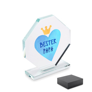 Glastrophäe in einer Geschenkbox "Bester Papa"