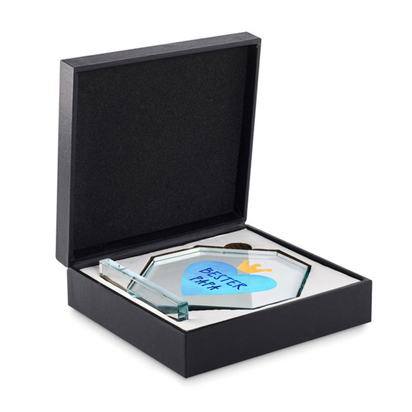 Glastrophäe in einer Geschenkbox "Bester Papa" Glastrophäe in einer Geschenkbox "Bester Papa"
