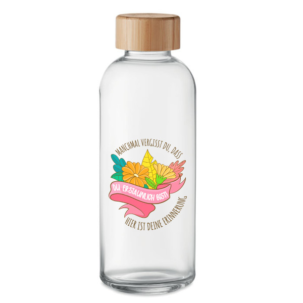 Glaswasserflasche "Du bist unglaublich!" (650ml) Glaswasserflasche "Du bist unglaublich!" (650ml)