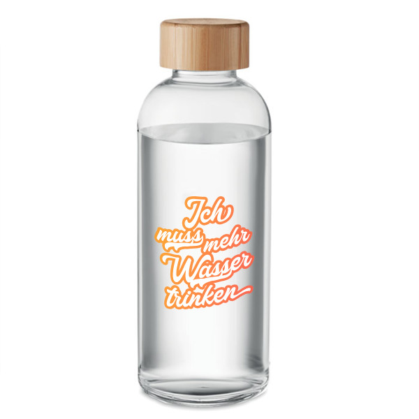 Glaswasserflasche "Ich muss mehr Wasser trinken" (650ml) Glaswasserflasche "Ich muss mehr Wasser trinken" (650ml)