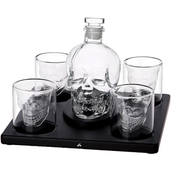 Dekanter und 4 Gläser im Set "Skeleton"