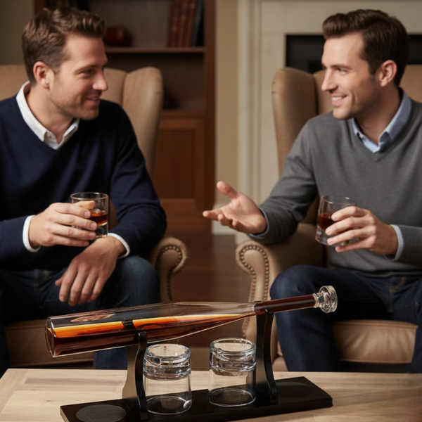 Dekanter-Set mit Ständer und 4 Gläsern "Baseball bat"