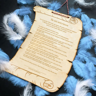 Gravierte Holzplakette "Das Gelübde des Bräutigams"