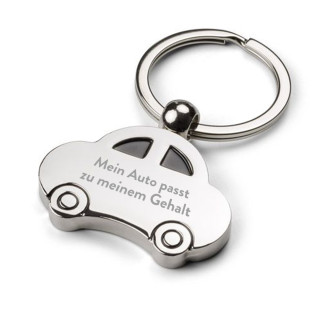 Gravierter Schlüsselanhänger "Mein Auto passt zu meinem Gehalt"