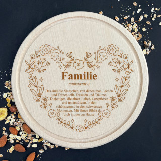 Graviertes rundes Schneidebrett "Familie"
