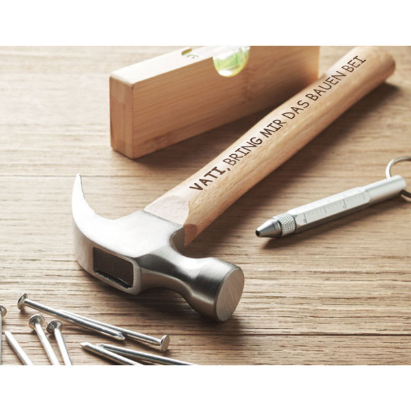 Hammer mit Holzstiel "Vati, bring mir das Bauen bei"