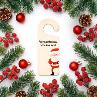 Hängendes Tür-Holzschild "Weihnachtsmann, bitte hier rein"