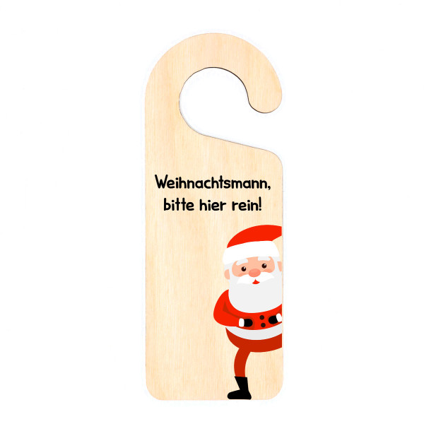 Hängendes Tür-Holzschild "Weihnachtsmann, bitte hier rein"