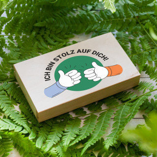 Holz-Spardose "Ich bin stolz auf dich"