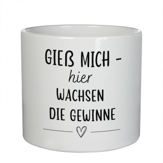 Keramik-Blumentopf "Gieß mich – hier wachsen die Gewinne"
