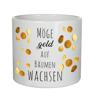 Keramik-Blumentopf "Möge Geld auf Bäumen wachsen"