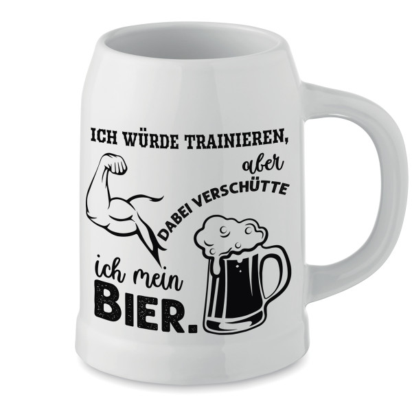 Keramikbecher "Ich mache kein Sport, weil man dabei Bier verschüttet" Keramikbecher "Ich mache kein Sport, weil man dabei Bier verschüttet"