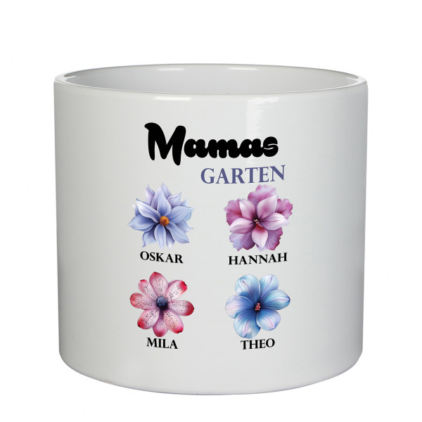 Keramiktopf "Mamas Garten" mit den Namen der Kinder Keramiktopf "Mamas Garten" mit den Namen der Kinder