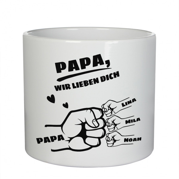 Keramiktopf "Papa und Kinder" mit den Namen der Kinder