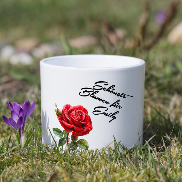Keramiktopf "Schönste Blumen" mit dem Namen Ihrer Wahl Keramiktopf "Schönste Blumen" mit dem Namen Ihrer Wahl