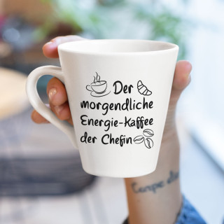 Latte-Tasse "Der Morgenkaffee der Chefin" Latte-Tasse "Der Morgenkaffee der Chefin"