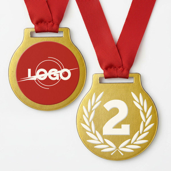 Metallmedaille mit Wunschnummer und Logo auf der Rückseite Metallmedaille mit Wunschnummer und Logo auf der Rückseite