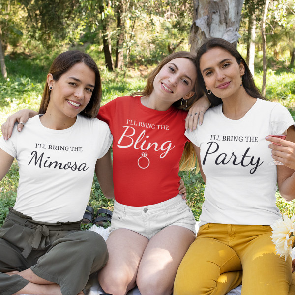 Damen-T-Shirt „Bride's team“ mit Ihrem Wunschtext